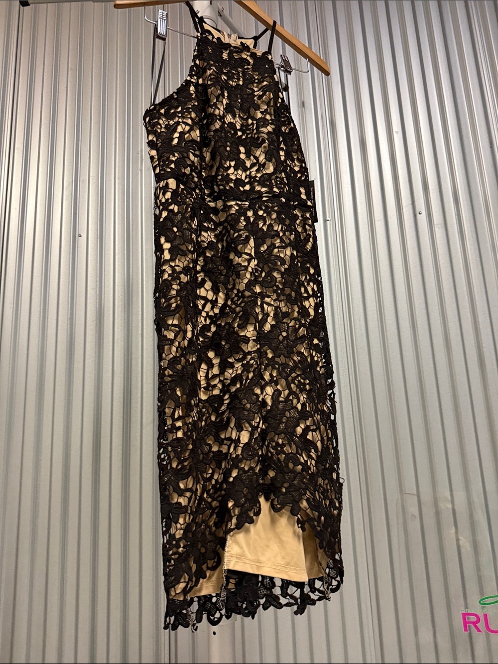 Lulus Black Lace High Low Dress | Cream Lined | NWT | Size L
